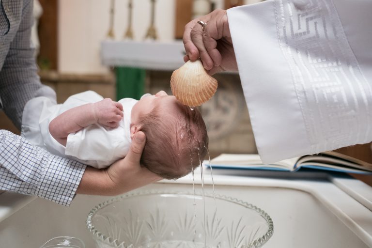 A baby being baptized